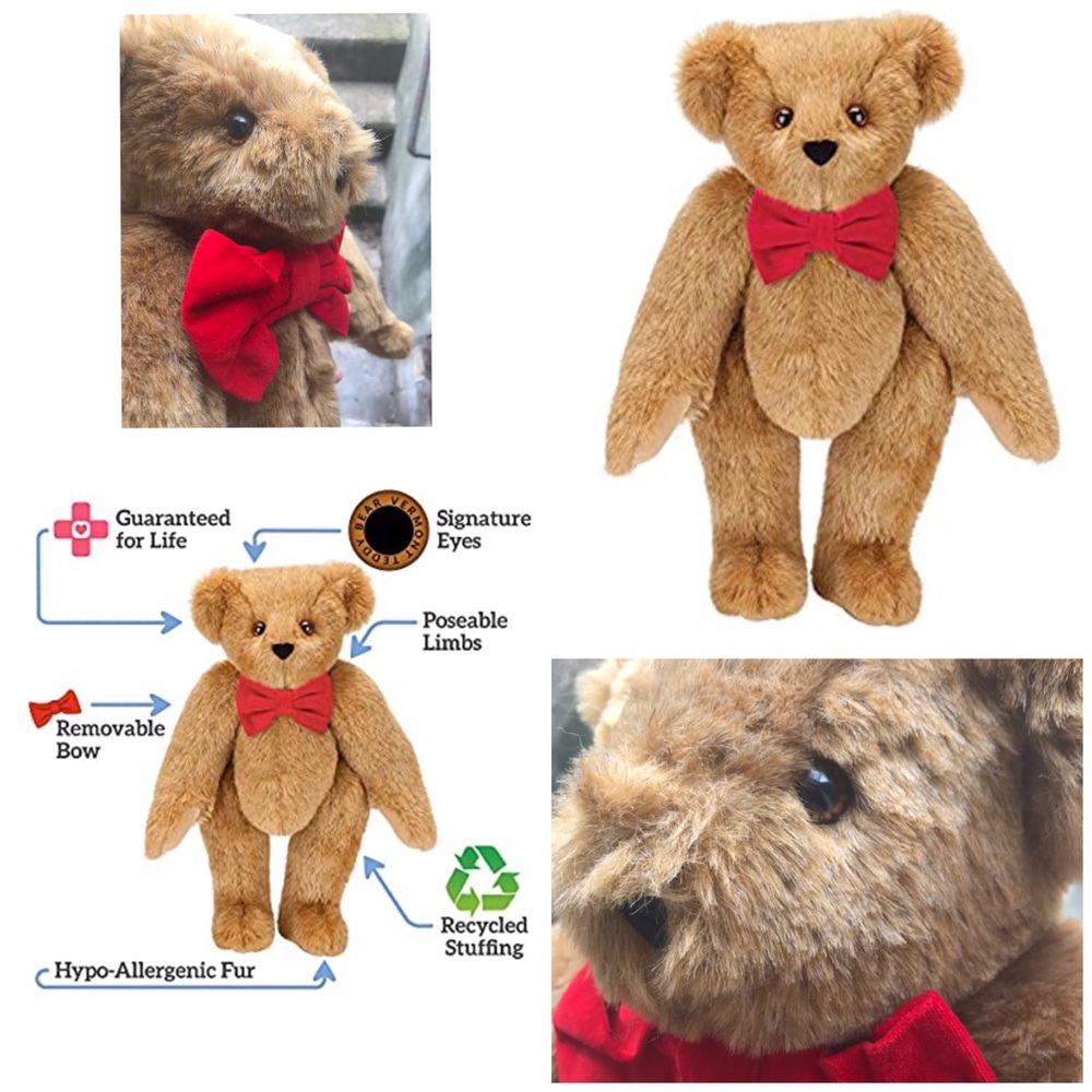 Vermont Classic Teddy Bear W/Red Bow Tie